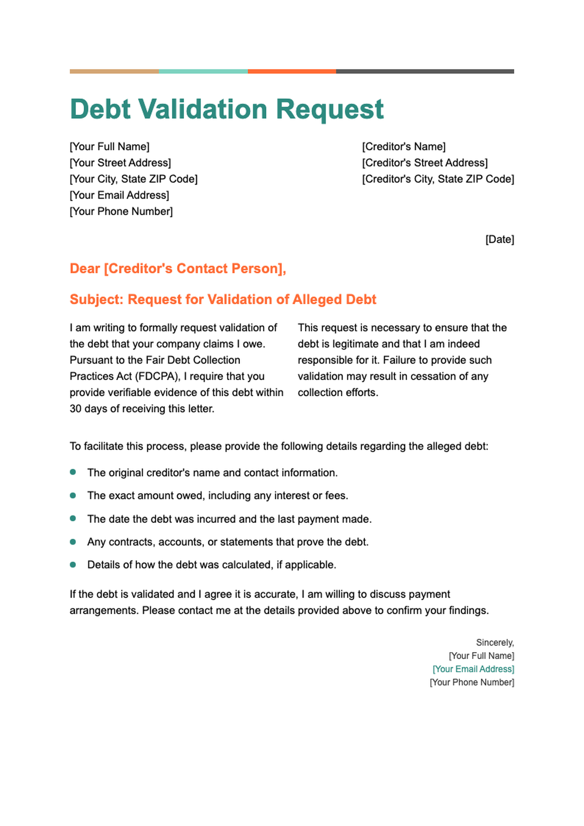 Free debt collection letter template with payment reminder details_variant_2